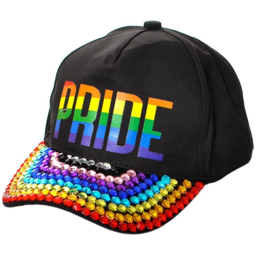 Black Pride Cap with Rainbow Rhinestones